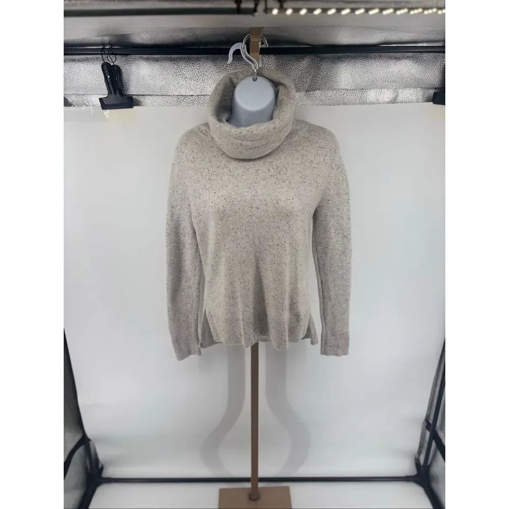 Athleta Cashmere Cowl Neck Pullover Sweater Speckled Gray XS Old Money